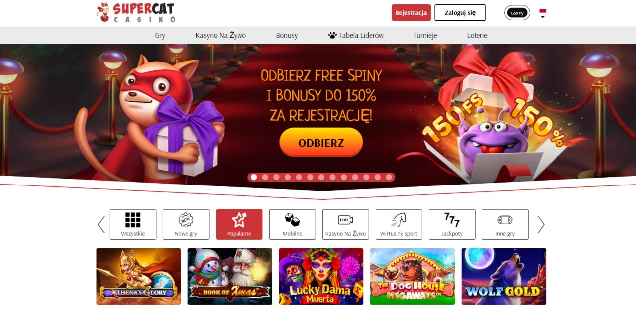 Glowna strona w Supercat casino