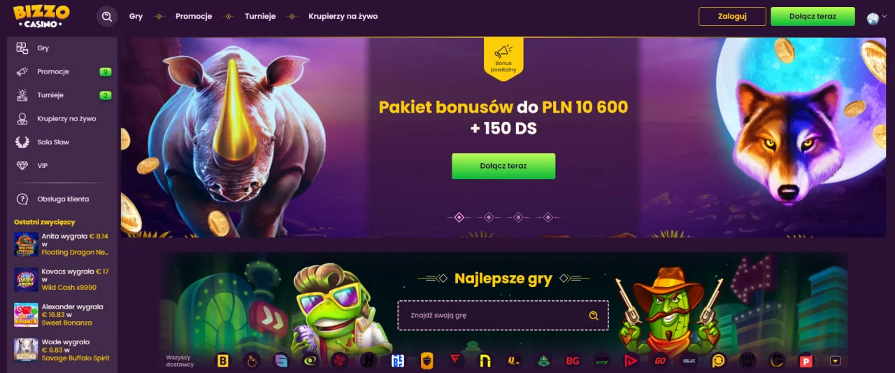 Glowna strona w Bizzo Casino