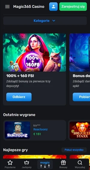 Adaptacyjna wersja kasyna Magic365