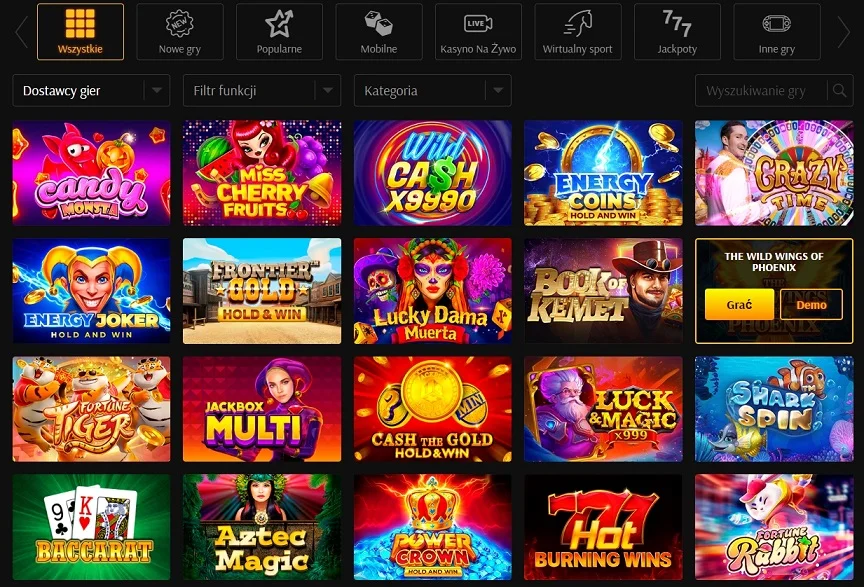 Automaty do gry na pieniądze w SuperCat