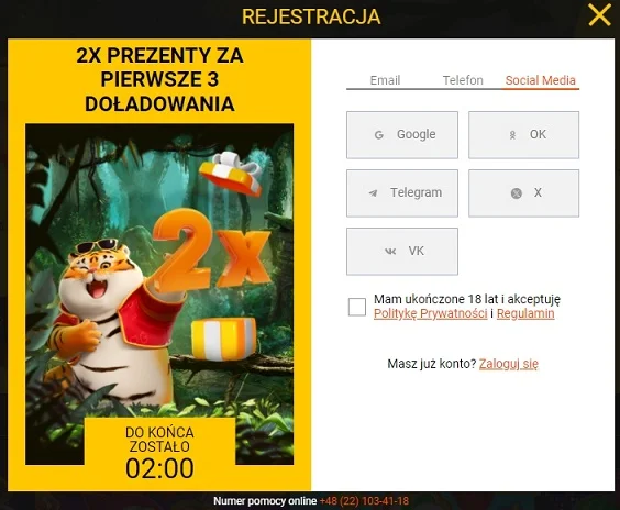 Rejestracja w Casino Spinamba za pośrednictwem sieci społecznościowych