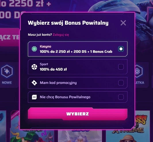 Formularz rejestracyjny w Roby Casino